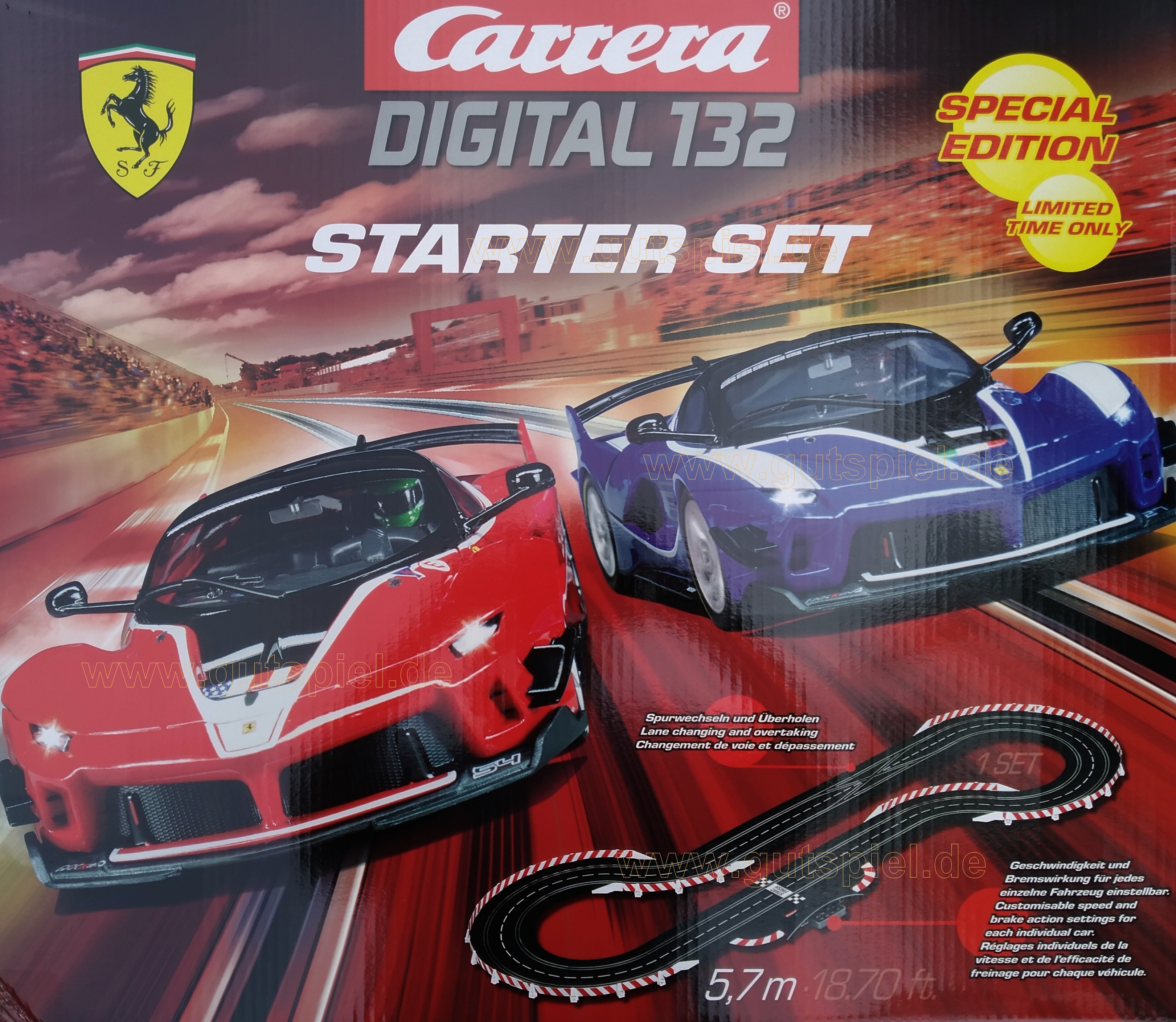 Carrera Digital 132 30014 Starter Set 5,7m 2 x Ferrari FXX 1:32 Auto Renn Bahn 
